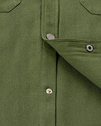 Botões de encaixe masculinos de Siliteelon camisas de flanela de 10 onças de manga comprida