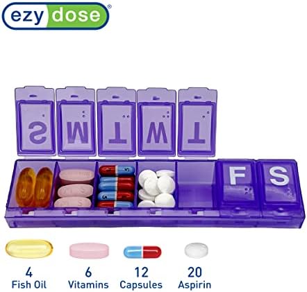 Planejador de comprimidos semanal da dose ezy, caixa de medicina, caixa de organizadores de vitaminas, compartimentos de travamento