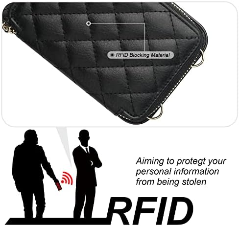 Caixa de carteira bocasal Crossbody para iPhone 11 Pro Max, RFID bloqueando a tampa da bolsa de bolsa de couro PU
