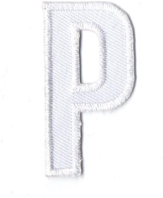 Primeiro qualquer coisa P Carta Capitão Patch Ferro em White Pequeno Texto de Alfabeto Bordado para Capates de Chapela