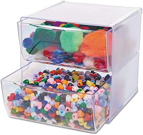 Deflecto 350101 Organizador do cubo de duas gavetas, plástico transparente, 6 x 7-1/8 x 6