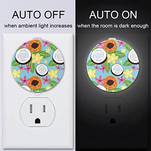 2 Pacote de plug-in Nightlight LED Night Light com Dusk-to-Dewn Sensor for Kids Room, Nursery, Kitchen, Hallway Tropical