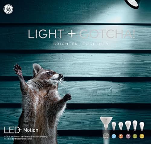 LED de iluminação GE+ lâmpada de inundação de segurança ao ar livre com sensor de movimento, branco quente, crepúsculo para amanhecer,