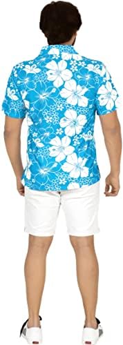 La Leela Funky Beach Party Party Tropical Floral Camisetas Butão de Manga Curta