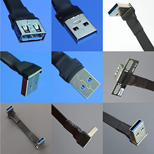 ADT-Link USB 3.0 Tipo A masculino para USB Um cabo de faixa de faixa de extensão feminina dobra 90 fpv flag e macio