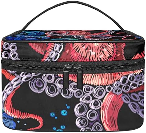 Bolsas de cosméticos para mulheres, bolsas de bolsas de maquiagem de maquiagem Bolsa de maquiagem Girls, Marine Life Octopus