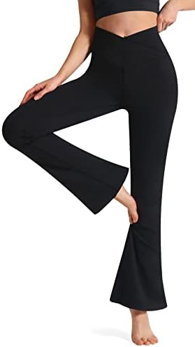 NTAKN FLARE FLARE ioga Pants-Crossover Alta cintura Flee Leggings Tummy Control Gym Workout Work Pants