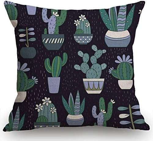 Swono Cactus Linho de linho de algodão Passagem da cintura Caixa Decorativa Capa de almofada de almofada Sofá 18 x 18