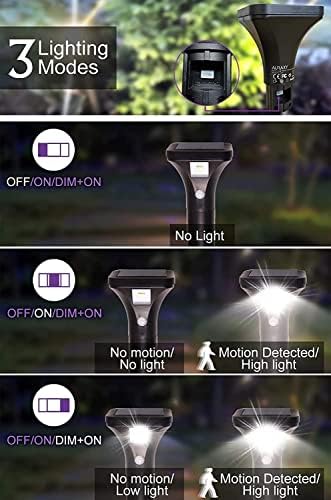 Auraxy LED LIGHT LUZES DE SENSOR DE MOVIMENTO DE MOVIMENTO, Bateria alimentada ao ar livre Detector de movimento à prova d'água ao