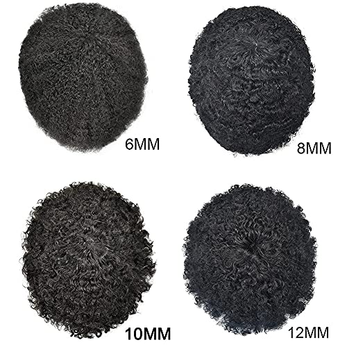 Afro Curl Toupee for Black Men Helfieces Afro -American American Mens Toupee Units Male Wigs Real Sistema Real Sistema de Cabelo