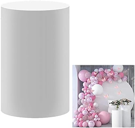 Capa de cilindro branco Konpon, capa de pedestal com faixa elástica, capa de cilindro de poliéster de cor sólida, chá de bebê
