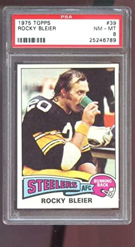 1975 Topps 39 Rocky Bleier Rookie RC PSA 8 Cartão de futebol classificado NFL Steelers - Cartões de futebol não assinados