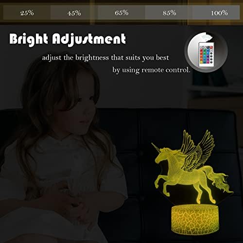 Unicorns Night Light for Kids, 3 padrões 16 cores Lamp LED 3D LED com toque remoto ou inteligente, lâmpadas de cabeceira como presentes de brinquedo de aniversário para crianças meninas