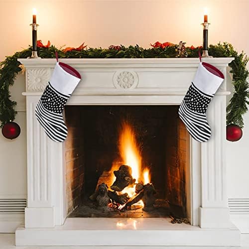 Bandeira preta American Christmas Holding Socks Socks para a decoração da casa da lareira da árvore de Natal