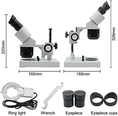 Yebdd 10X-20X-30X-40X Microscópio estéreo binocular Binocular Microscópio Industrial Iluminado com Obra-Receita para Reparar PCB Inspeção
