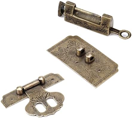 Tighall 1 Definir trava de bloqueio de ouro vintage hasp com chave, caixa de caixa decorativa antiga hasp trava de trava,