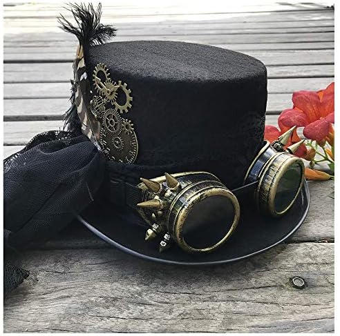 Gywantt 2019 Moda Mulheres feitas artesanais steampunk com óculos de engrenagem e cádico de renda Magic Hat Hat Size 57cm