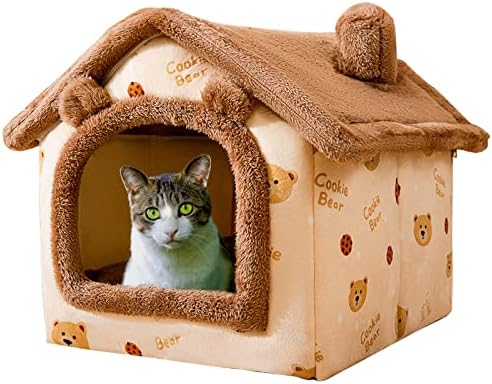 Cama de gato e cama de cachorro pequeno, caverna de tenda de gato auto-aquecida para gatinhos e cães pequenos Triangle Cat House