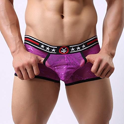 Sheoo Sexy Underwear para homens Naughty for Sex/Play Veja através de U Bulge Bolsa Lace Erótico Lingerie Briefs