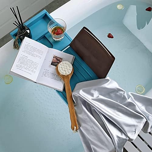 Banheira retrátil LDCHNH Bandeja de banho azul de banho de banho de banho de caddy Acessórios para armazenamento prateleira