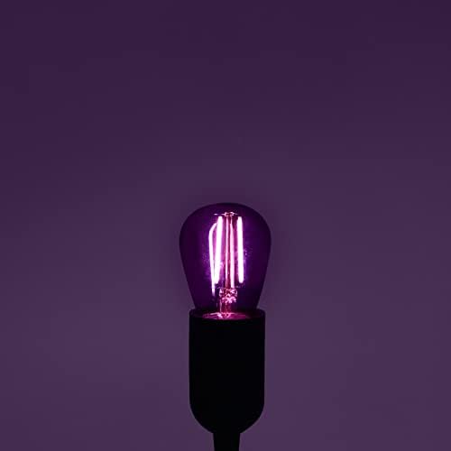 LUXRITE 12-PACK S14 Edison Led lâmpadas roxas, 0,5W, lâmpadas LED coloridas para luzes de cordas externas, UL listadas,