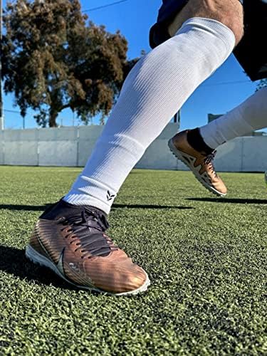 Mangas de futebol usadas sobre meias de aderência, mangas de perna de compressão leve, mangas de futebol para homens e mulheres