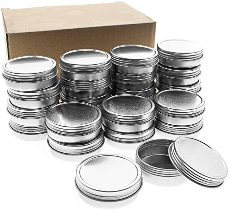 Mimi Pack 4 oz Tinas de prata 24 pacote de parafuso raso recipientes redondos de lata redonda com tampas para cosméticos,