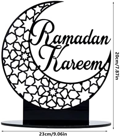 Calntshui Eid Mubarak ornamento acrílico Ramadã Decoração Moon Hollow Muslim Table Sign