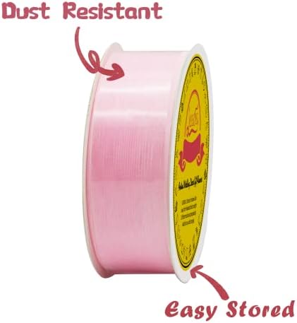 Leeqe Pink Organza Ribbon 1-1/4 polegadas x 50yd fita de chiffon pura para embalagem de presentes, convites de casamento, decoração