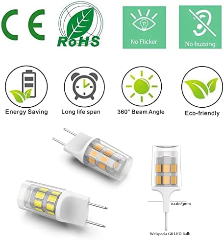 G8 Lâmpada LED 2,5 watts - G8 Base Bi -Pin Xenon LED LED 120V Bulbo de reposição de halogênio de 20w para sub -balcão pacote de