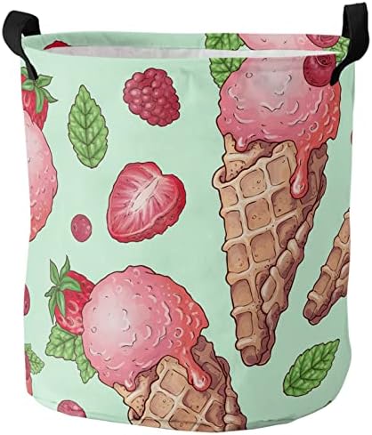 Walnuta Summer Ice Cream Strawberry Laundry Basket Storage Storage Basket Hortle Horty Laundry para cestas de roupas sujas