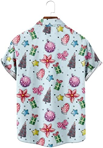Zdfer Christmas Mens Button Down Short Slave Camisetas, Funny Xmas Print Bowling Shirt Casual Party Designer Shirt