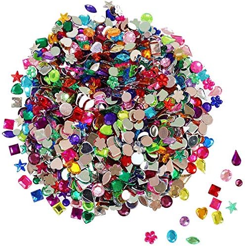 Fadikx 1200 PCs Rhinestones de acrílico de acrílico, 12 gemas de forma diferentes para jóias DIY Craft Gemstone Wedding Birthday