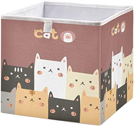 Emelivor desenho animado Bin cubos de armazenamento de cubo de gato