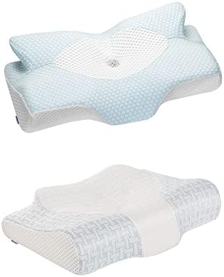 Almofado de espuma de memória cervical Elviros, travesseiros de contorno para pescoço, travesseiro de cama ergonômica ajustável