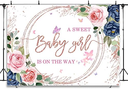 Decomagem de bebê doce, decoração de chá de bebê, pano de fundo, azul blush rosa glitter glitter rosa suprimentos para decorações