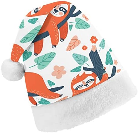Preguiças engraçadas penduradas na árvore engraçada chapéu de natal unissex santa chapéu quente chapéus de gorro para adultos criança