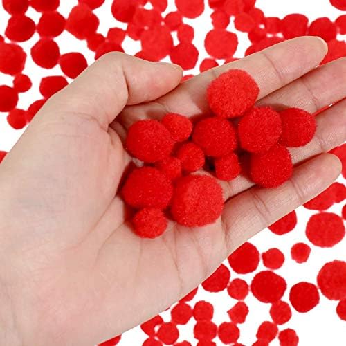 350 peças pom pom pom poms pequenos pompoms vermelhos pom ball decoração para suprimentos de artesanato diy de natal, 3