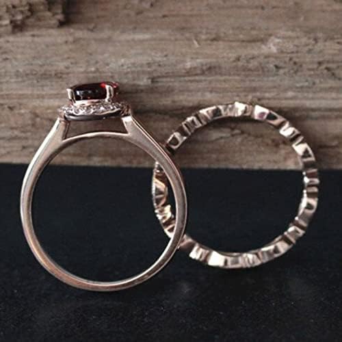 Wybaxz tamanho 15 anéis para mulheres 2pcs vintage exclusivo anel de noivado oval de corte de noivo Redes de promessa