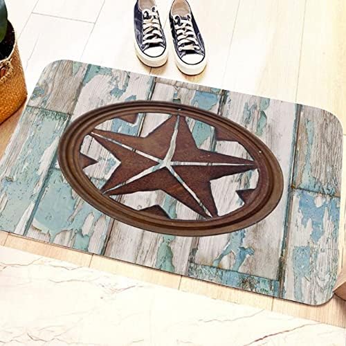 Tapete de lama vintage rústico estilo chique chique ocidental Texas estrela madeira padrão de madeira interno capacho de porta