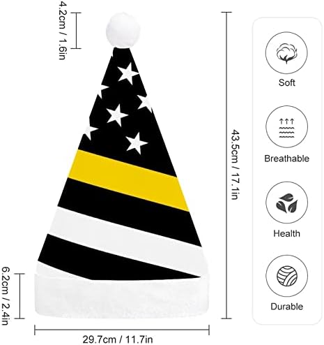 Bandeira da linha amarela fina dos EUA chapéu de Natal engraçado Papai Noel Hats Plexh Short com punhos brancos para suprimentos