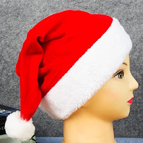 Nyugi Christmas Red Gold Velvet Plexush chapéu de natal chapéu de Natal Adulto Papai Noel 2 PCs Vermelho