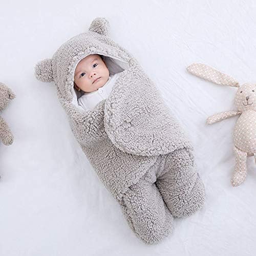 Yanding embrulhado saco de dormir de bebê, formato de ursinho de pelúcia, adequado para 0-6 meses bebê, cobertores de