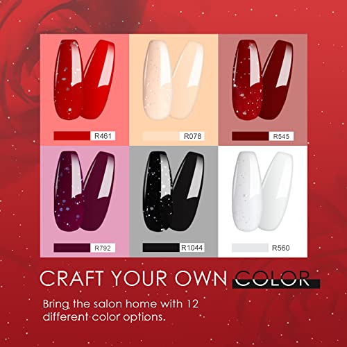 Rose Zyrah Rose 8pcs - Red Gel Achaness Conjunto - Bloody Mary Collection SHIMMER BRIPLED RED RED GEL POLONE POLONE
