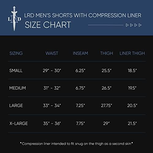 LRD MENS ATHLETIC SHORTS com revestimento de compressão de 7 polegadas de 7 polegadas
