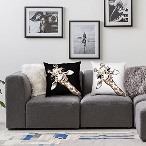 Conjunto de girafas de 2 travesseiros de arremesso de travesseiros quadrados travesseiros de almofada para sofá de sofá, carro decorativo