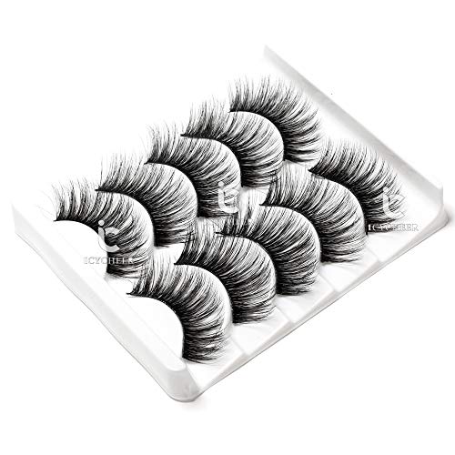Maquiagem IcyCheer 5 pares 3d cílios de marceneses falsos cílios de olho de maquiagem dramática dramática grossa luxo