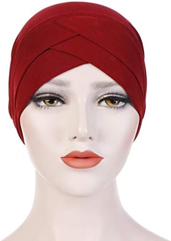 Mulheres Baggy macio e girado chapéu embrulhando abundância feminina lenço de turbante boné sólido tampas de beisebol muçulmanas