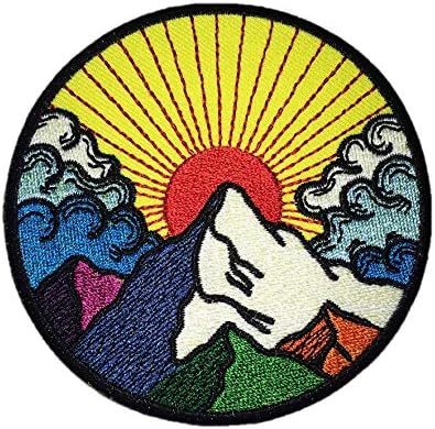 PatchClub Sunrise in the Mountains Outdoor Adventure Patch - Colorido Ferro Cool Bordado ON/Costura em remendos