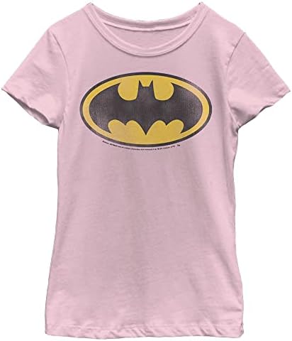 DC Comics Little, Big Batman Classic Faded Logo Girls Short Sleeve Sleeve Camiseta